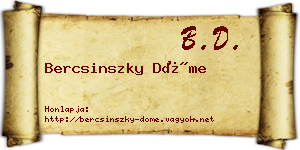 Bercsinszky Döme névjegykártya